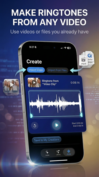 Marimba Ringtone Remixes creating a ringtone from a video on iPhone.