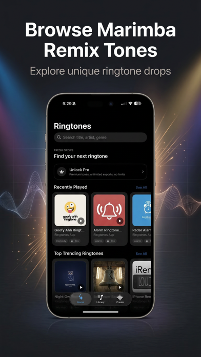 Marimba Ringtone Remixes browsing ringtone remixes on iPhone.